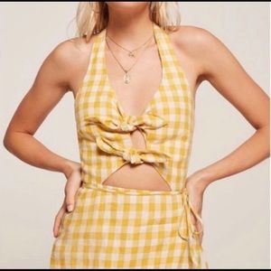 Reformation Amalfi Yellow Gingham Dress